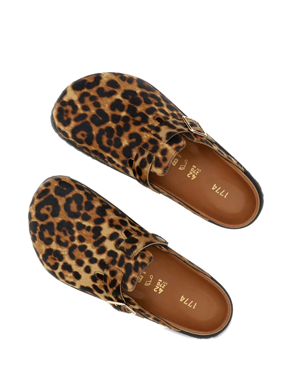 Birkenstock Muiltjes met luipaardprint Bruin