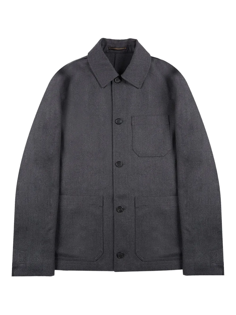 Incotex Button Wool Overshirt In Gray