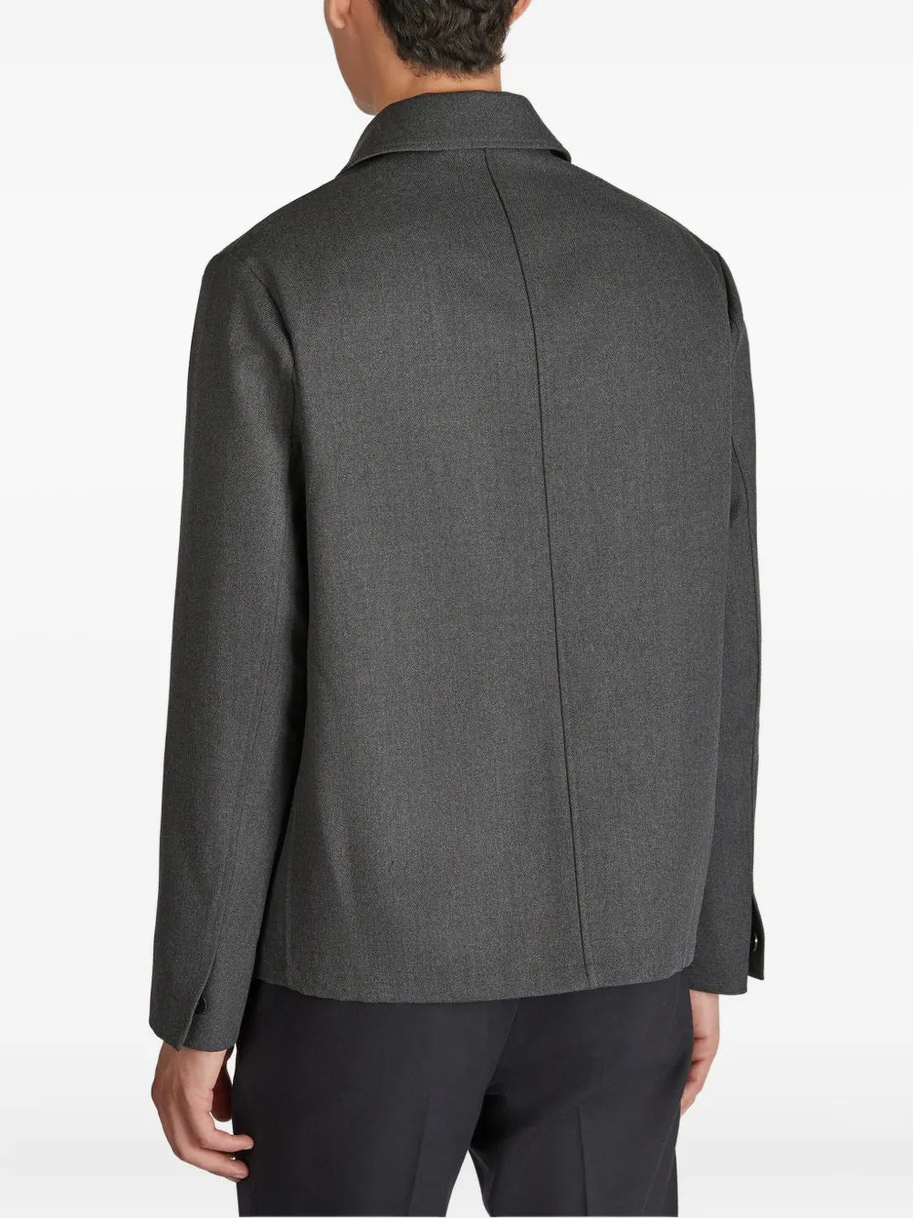 Incotex Button Wool Overshirt In Gray