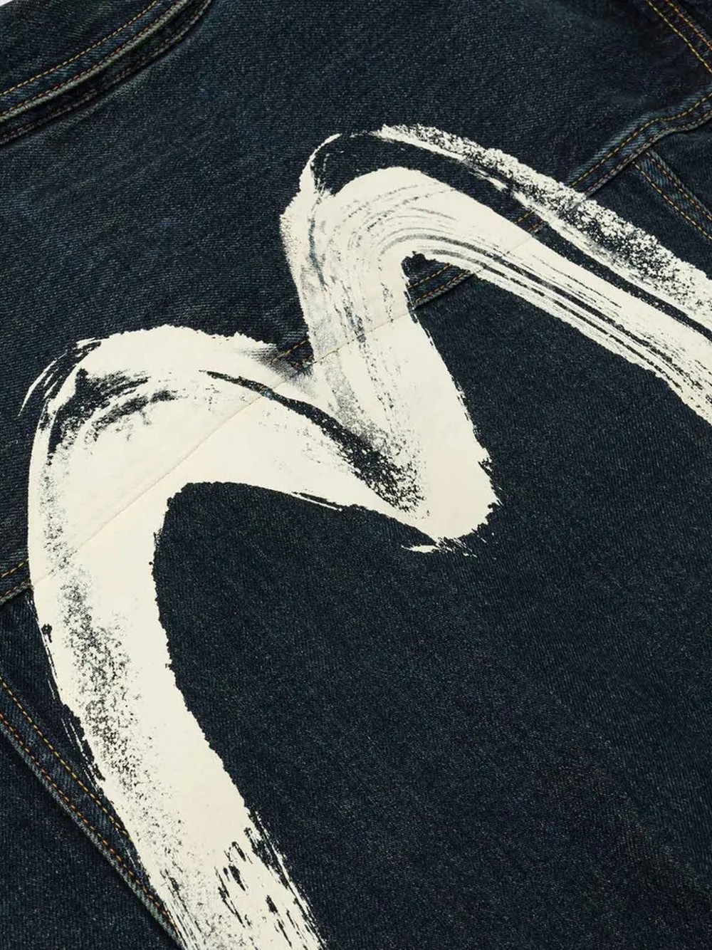 EVISU Denim jack met knopen en penseelstreek Blauw