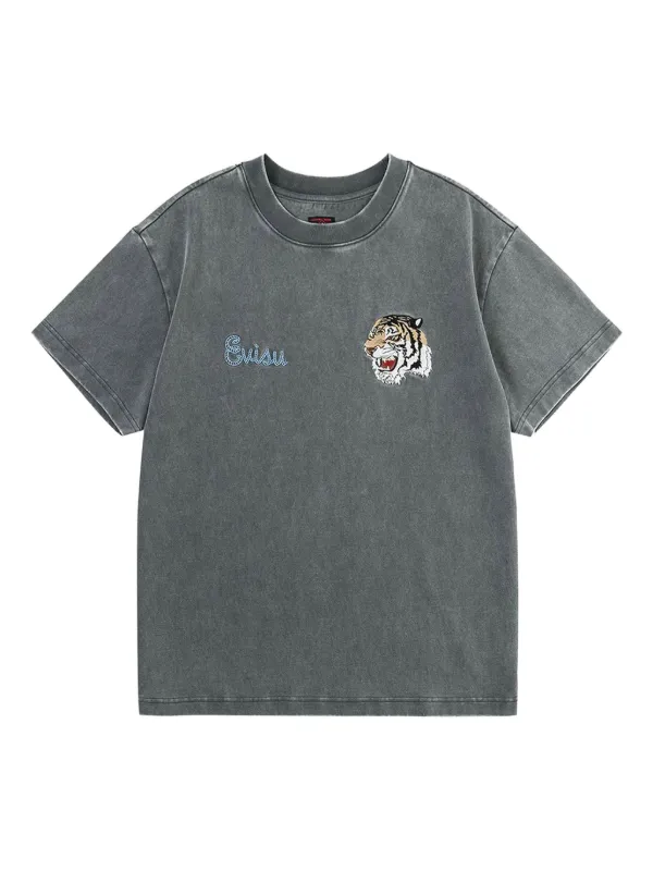 EVISU Tiger Embroidered T-shirt Grey FARFETCH TR