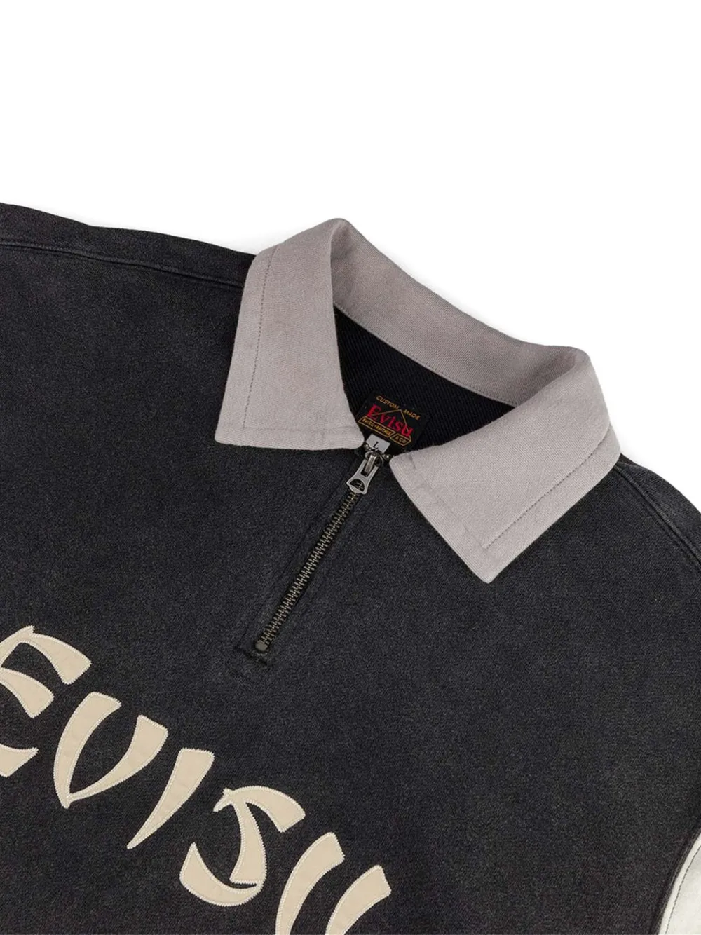 EVISU Poloshirt met logo en rits Zwart