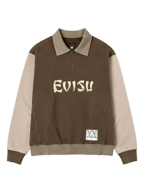 EVISU zip-up colour-block polo shirt 