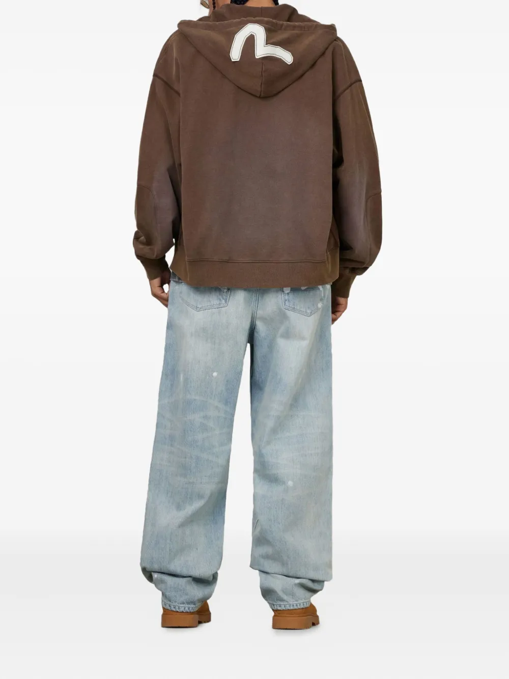 EVISU Appliqué zip-up Hoodie | Brown | FARFETCH