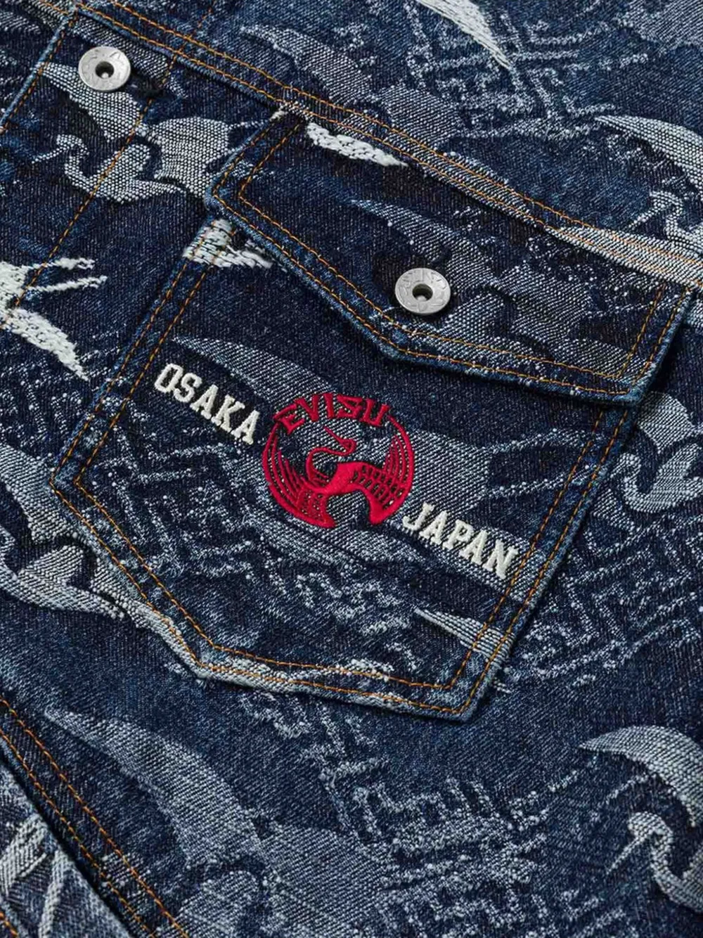 EVISU Jack met kraanpatroon Blauw