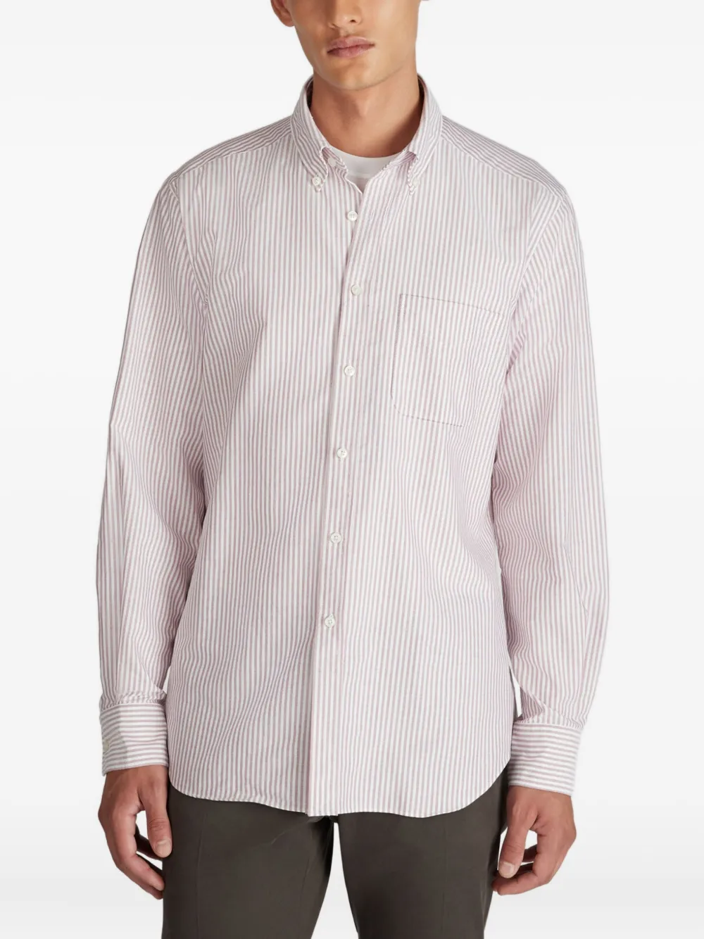 Glanshirt Striped Oxford Cotton Shirt In Neutral