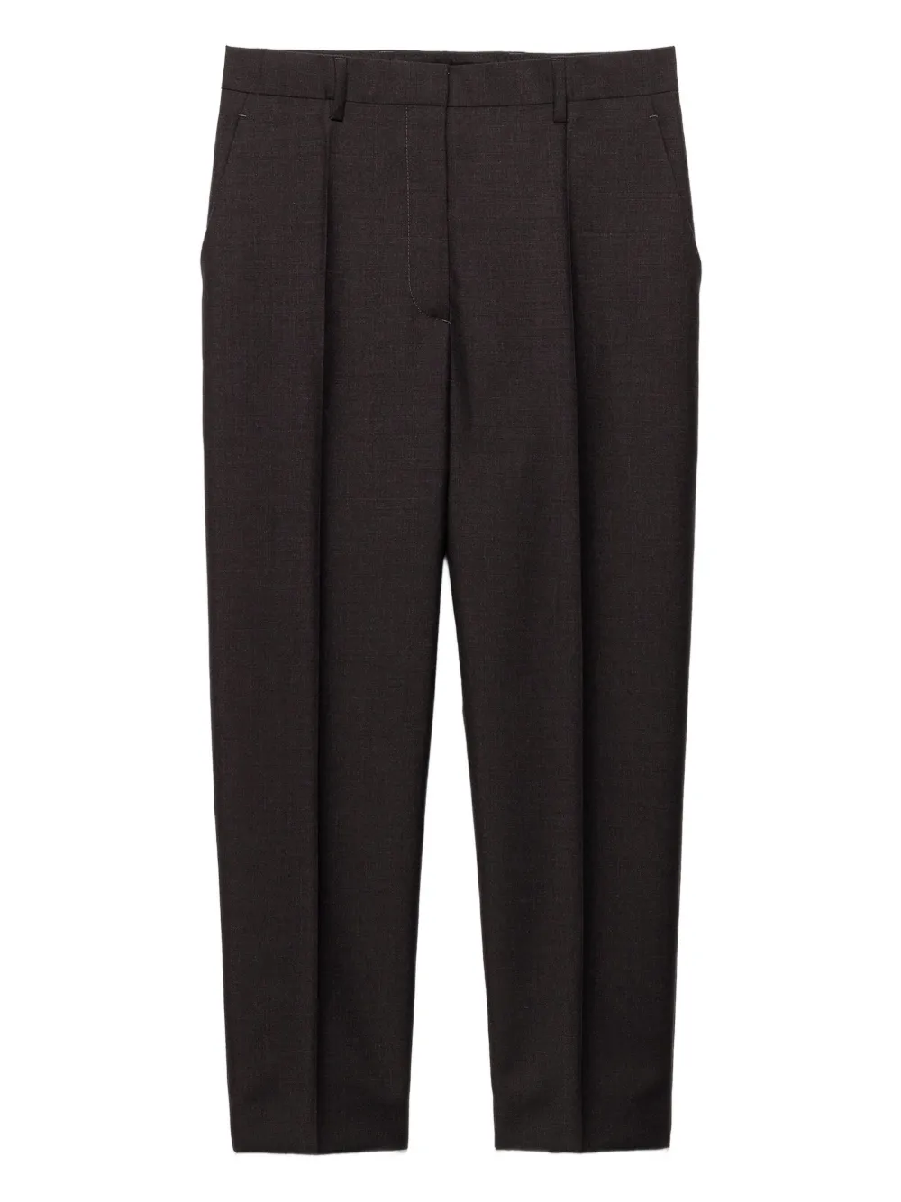 Prada Cropped Wool Check Tailored Pants In Gray