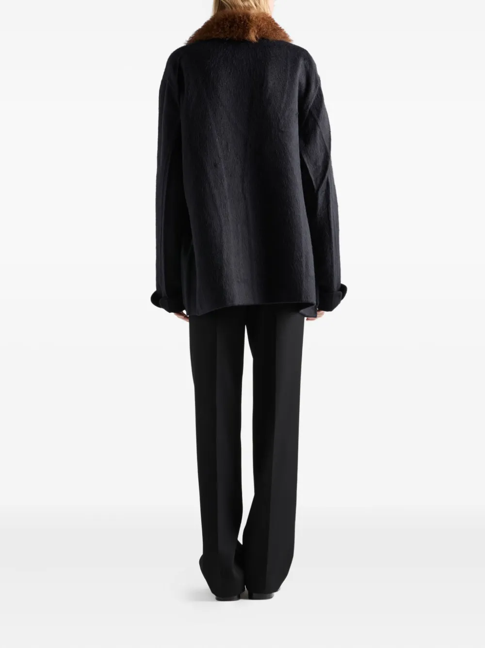 Prada Zipper-fly Wool Trousers In Black