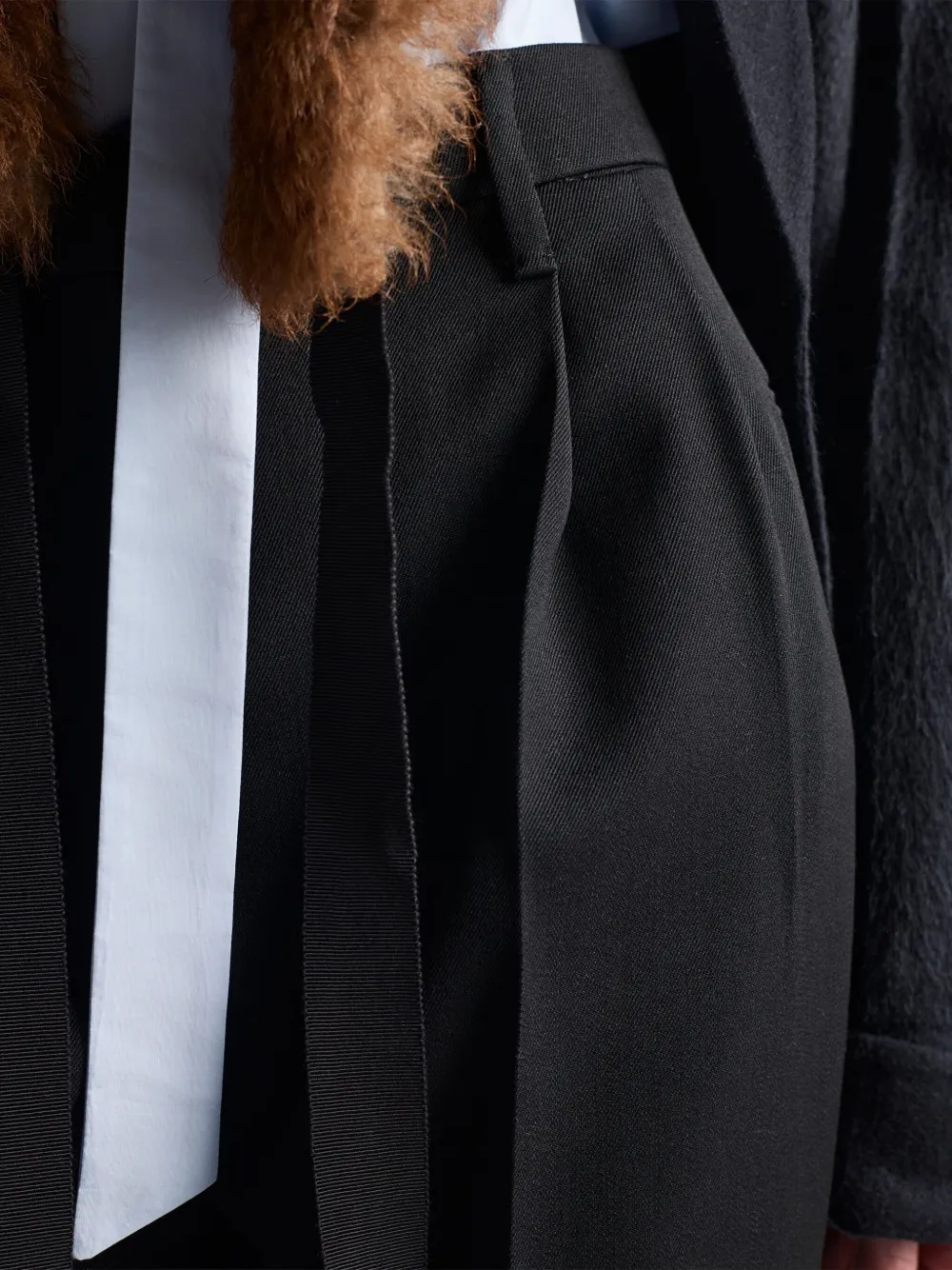 Prada Zipper-fly Wool Trousers In Black