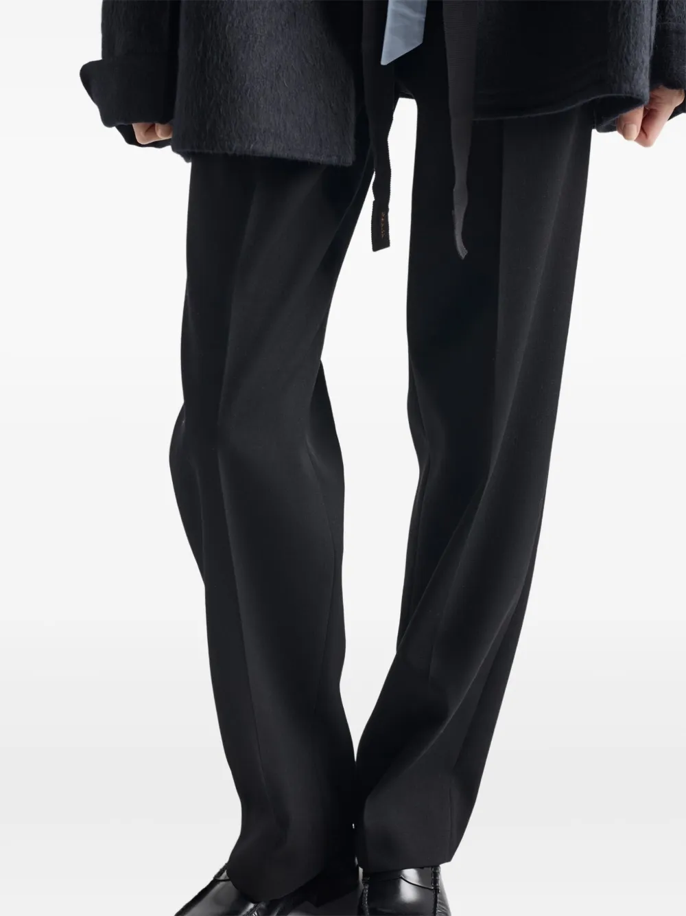 Prada Zipper-fly Wool Trousers In Black