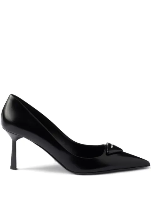 Prada 75mm triangle-logo leather pumps