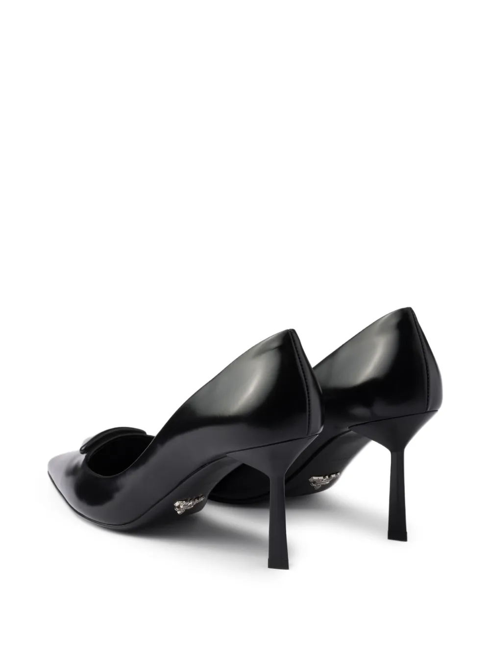 Prada 75 mm leren pumps met logo Zwart
