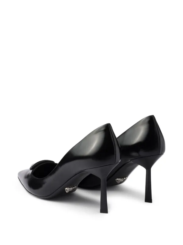 Prada 75mm triangle-logo Leather Pumps | Black | FARFETCH RO