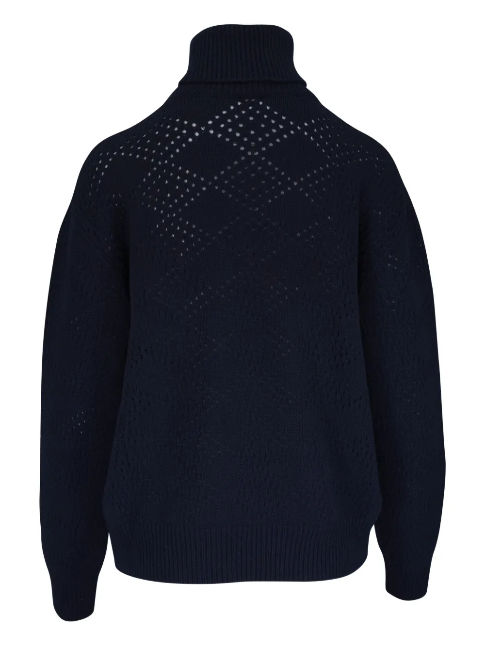 Kiton Open-work Roll-neck Sweater In Blue
