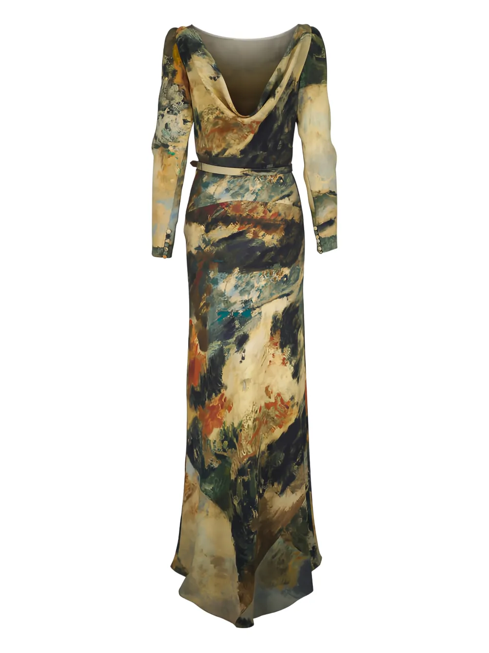 Libertine Modernist Landscape maxi-jurk met gedrapeerde rug - Beige