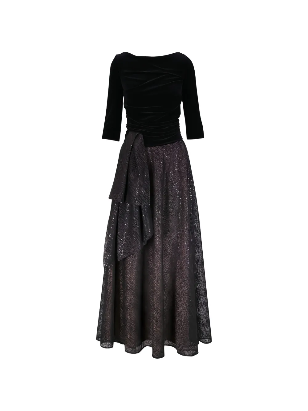 Talbot Runhof ruched-detail two-toned dress - Schwarz