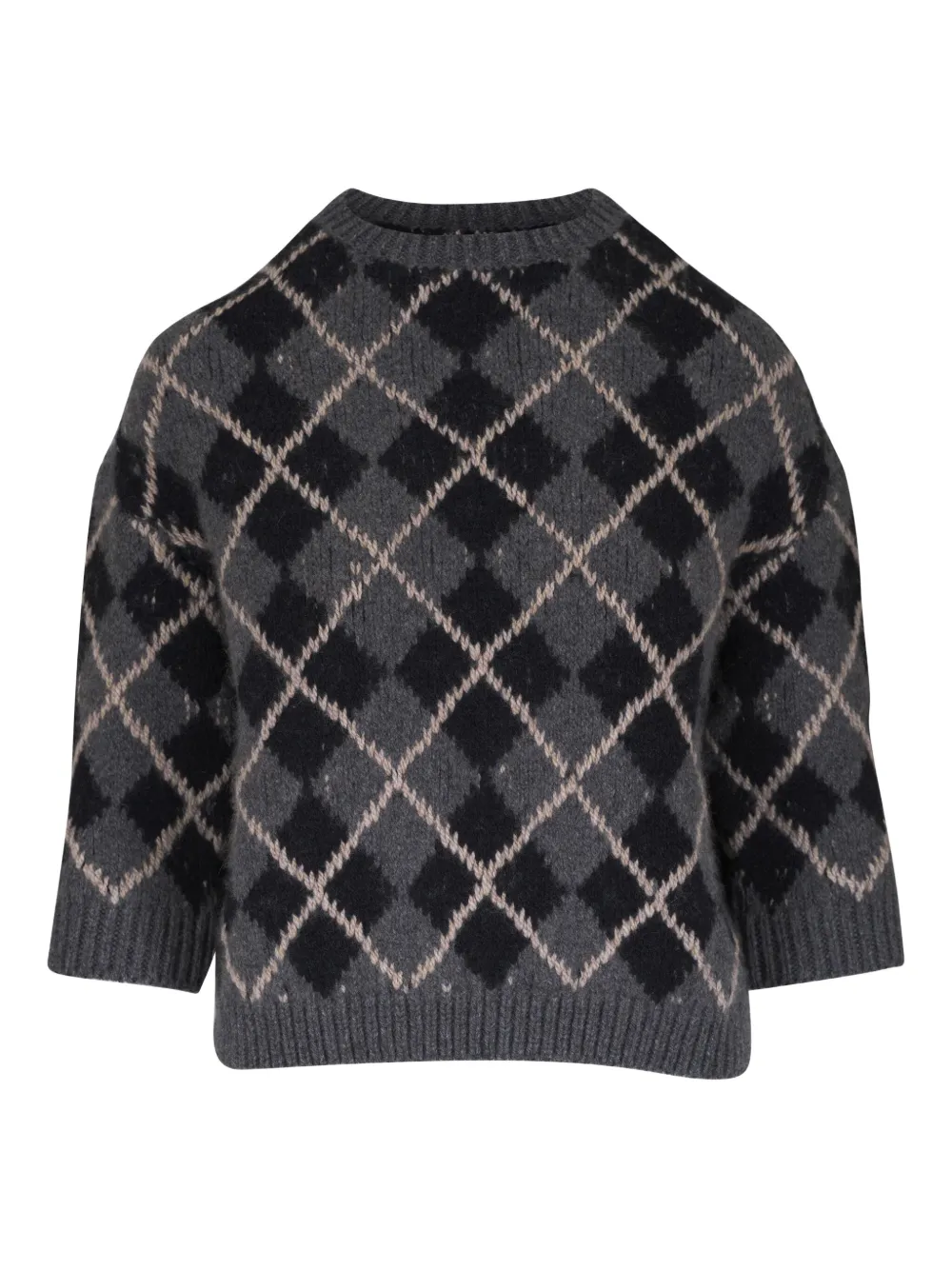 KHAITE argyle crewneck top | Grey | Image 1