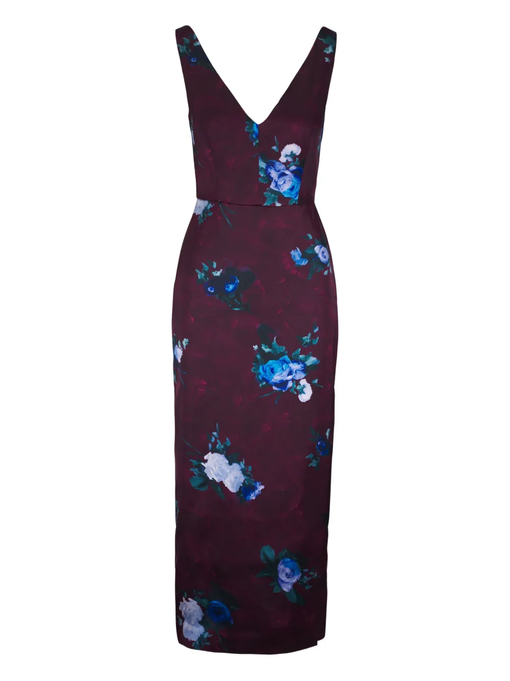 Erdem Satin Floral Cocktail Midi Dress In Multi