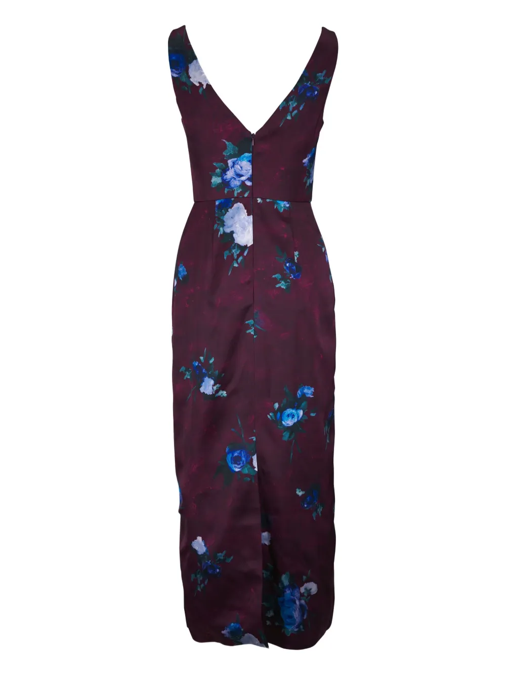 ERDEM Midi-jurk met V-hals en bloemenprint - Paars