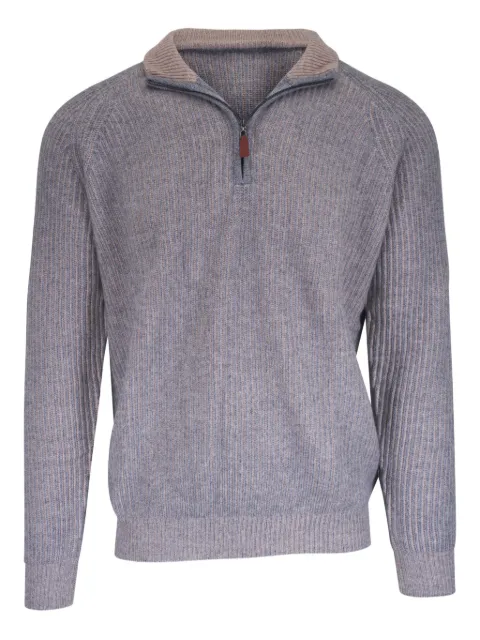 Kinross Cashmere ribbed zip sweater