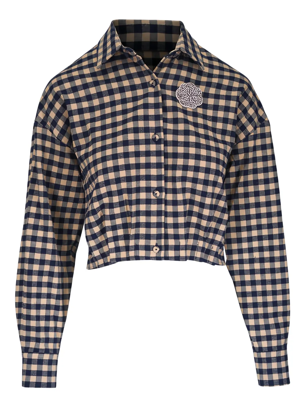 Odeeh checked appliqué shirt - Nude