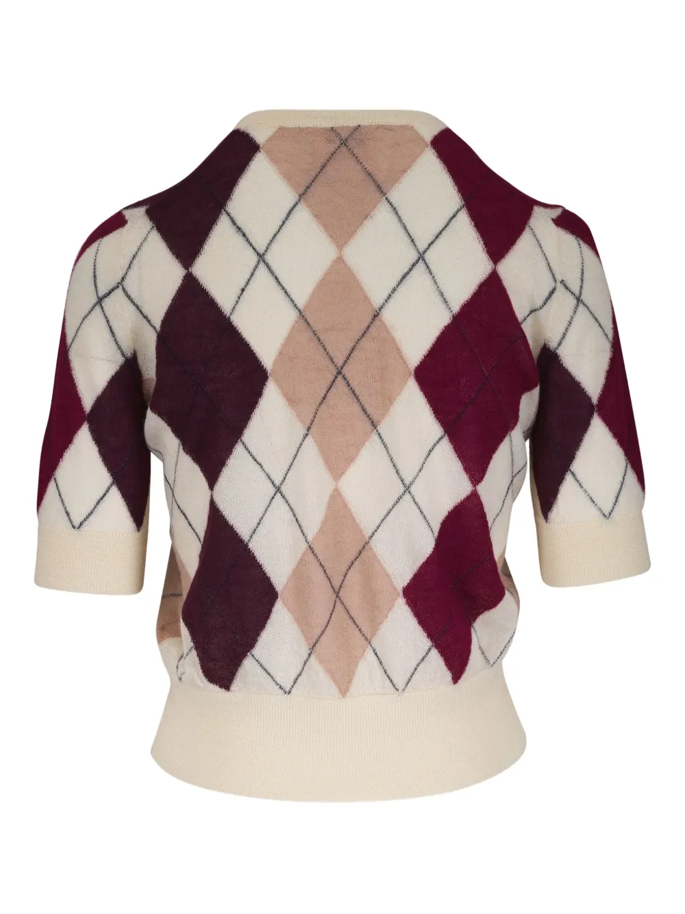 Khaite Argyle Short-sleeve Top In Multi