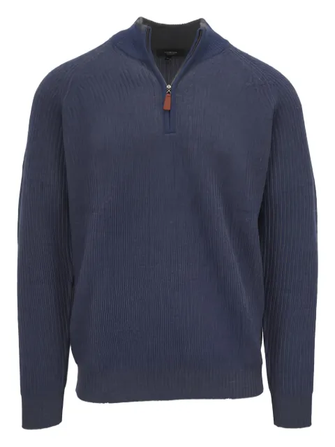 Kinross Cashmere half-zip ribbed sweater
