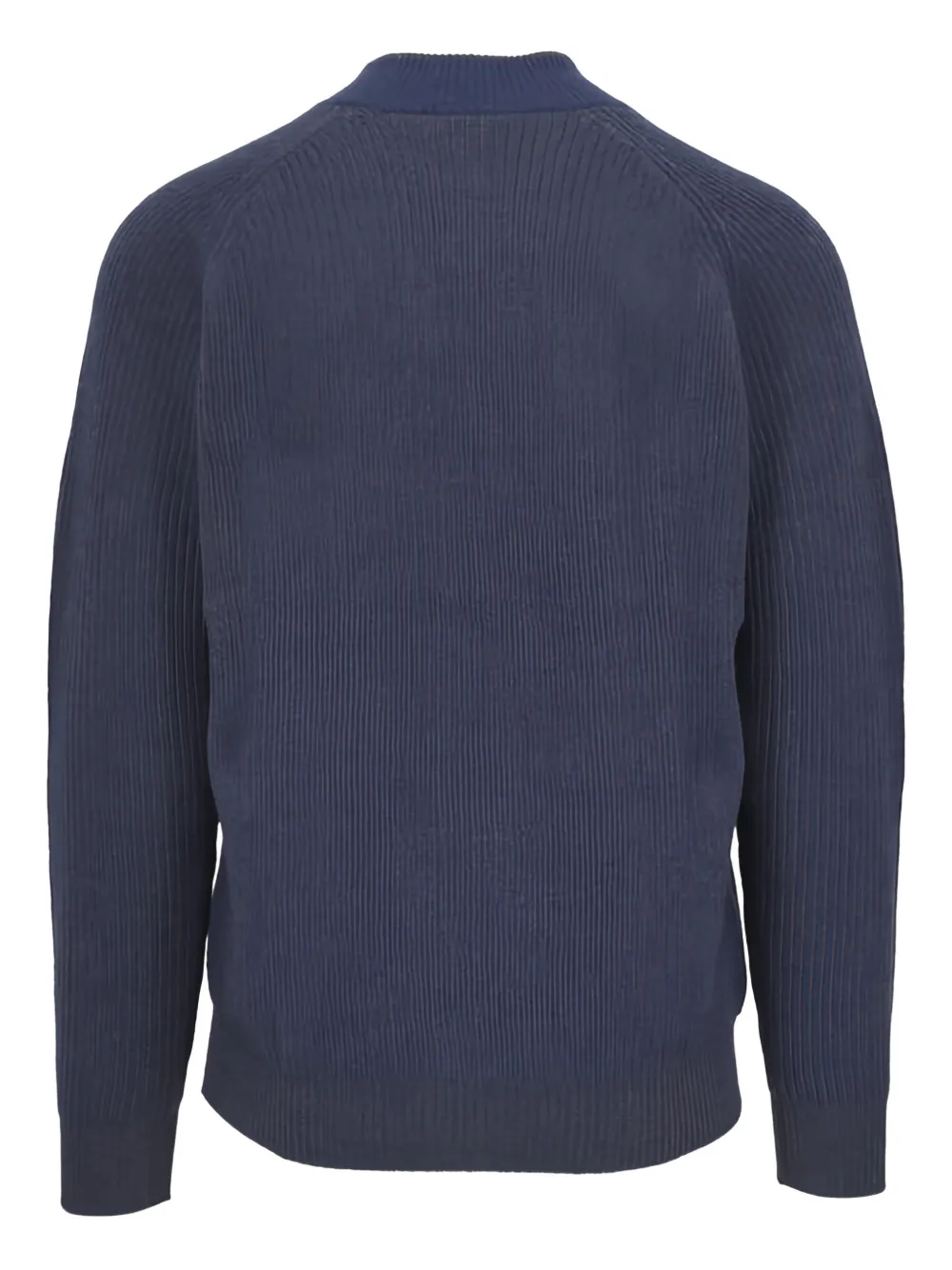 Kinross Cashmere Geribbelde trui met halve rits - Blauw