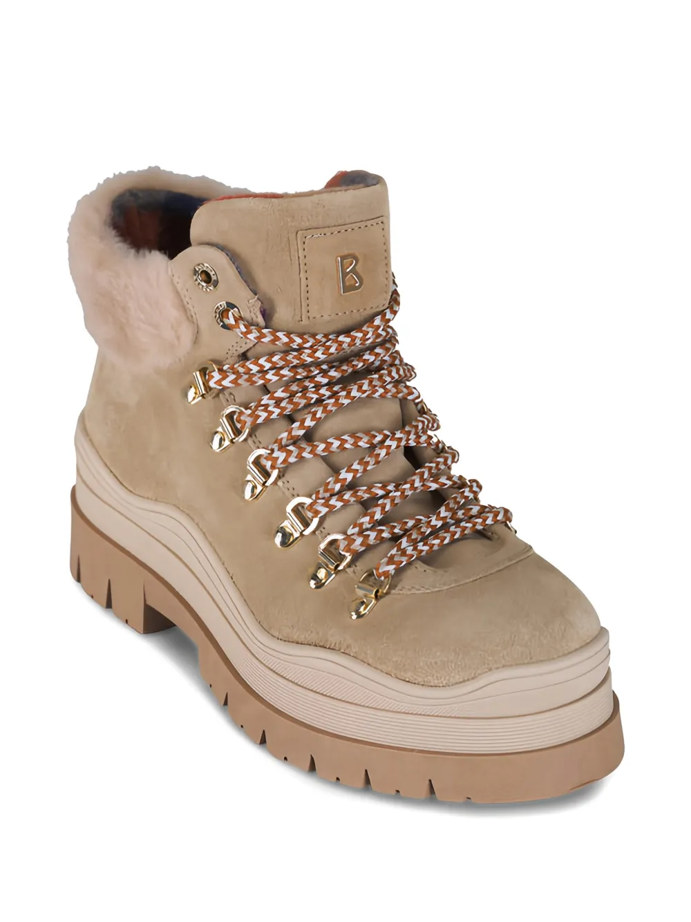 BOGNER Arosa shearling metallic-eyelet boots Beige