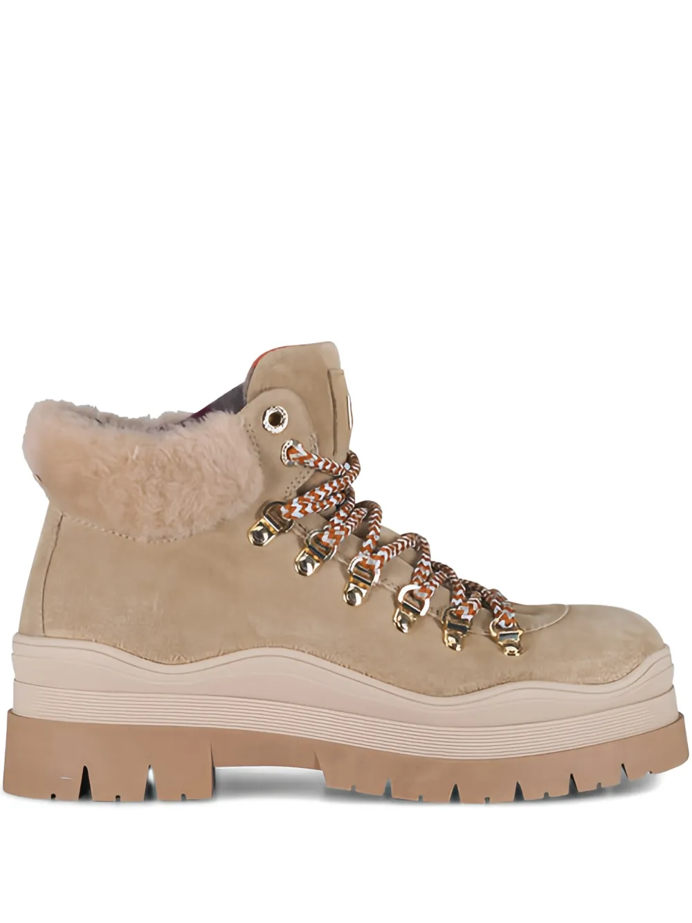BOGNER Arosa shearling metallic-eyelet boots Beige