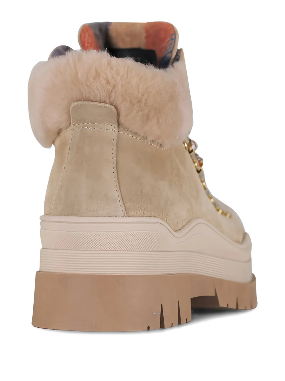 BOGNER Arosa shearling metallic-eyelet boots Beige