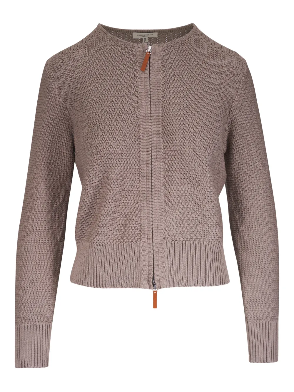 Lafayette 148 Zip Cardigan In Brown