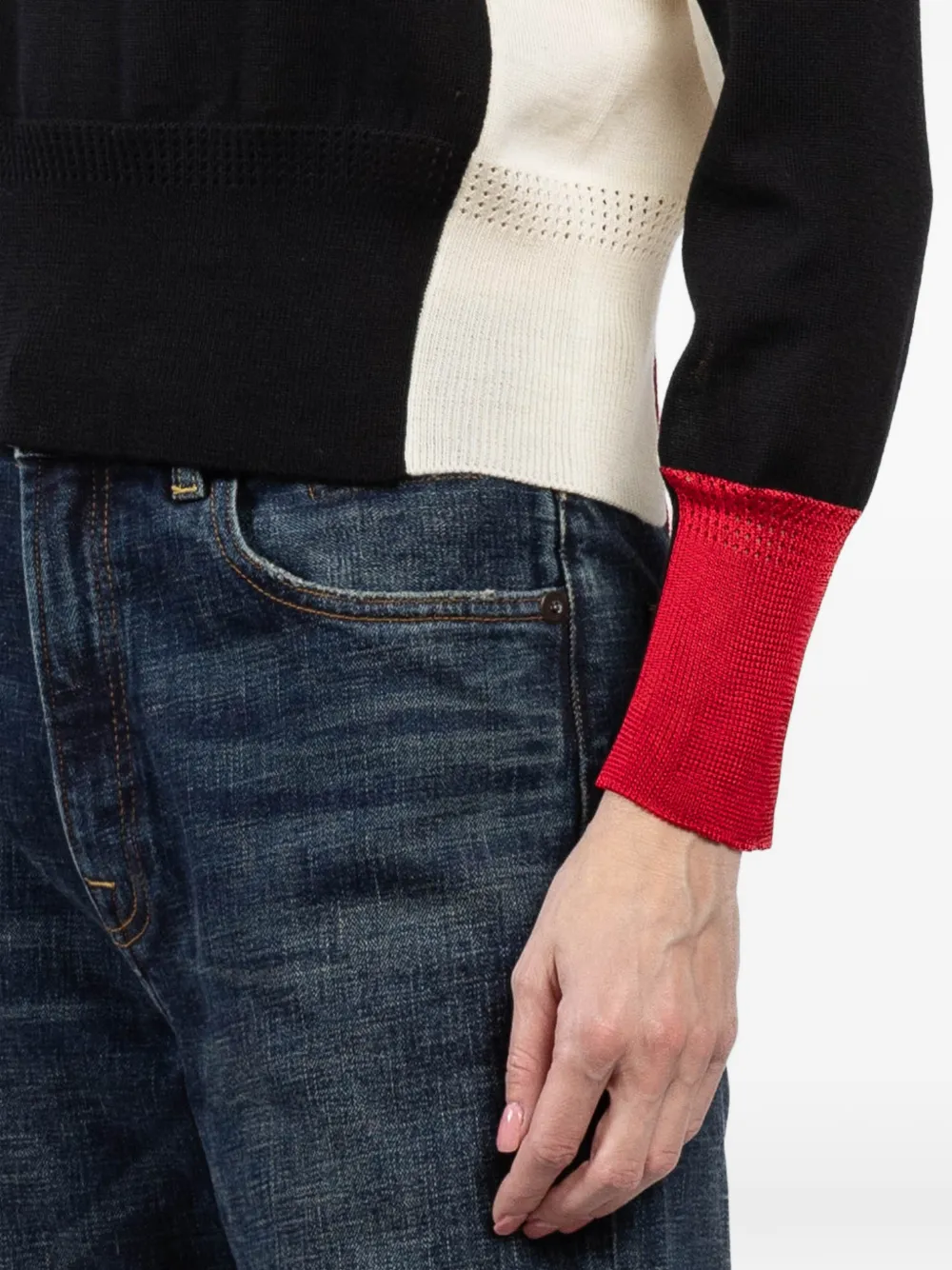 Shiro Sakai Top met colourblocking Zwart