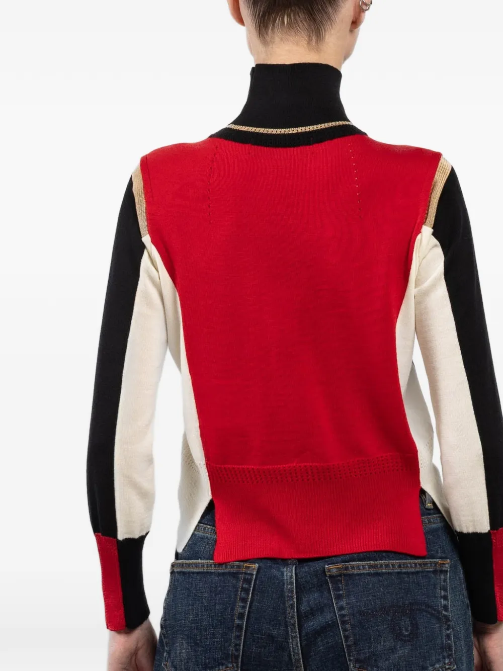 Shiro Sakai Top met colourblocking Zwart