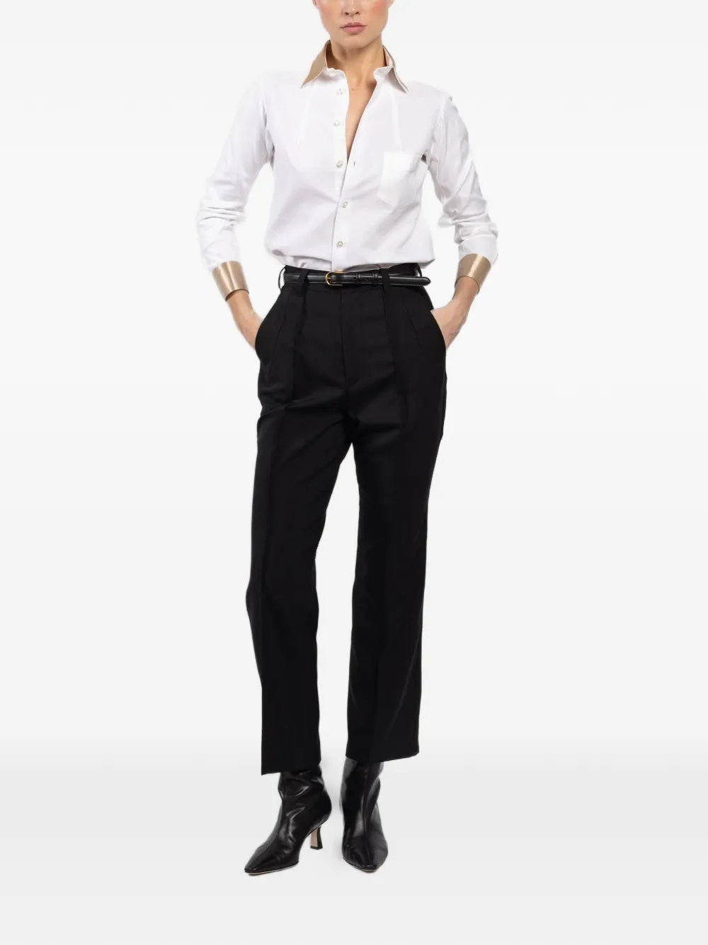 Shiro Sakai contrast-collar shirt - Wit