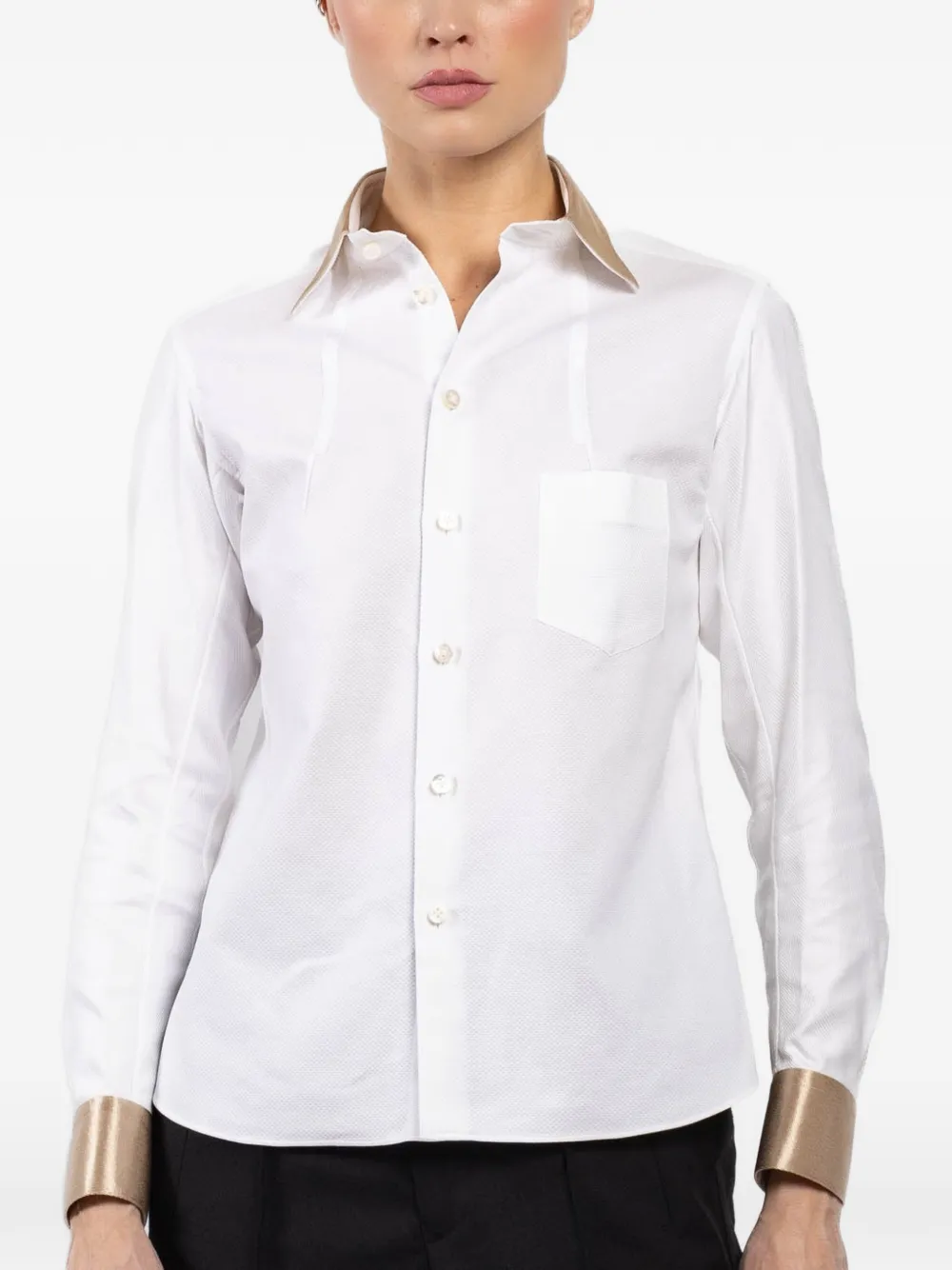 Shiro Sakai contrast-collar shirt - White