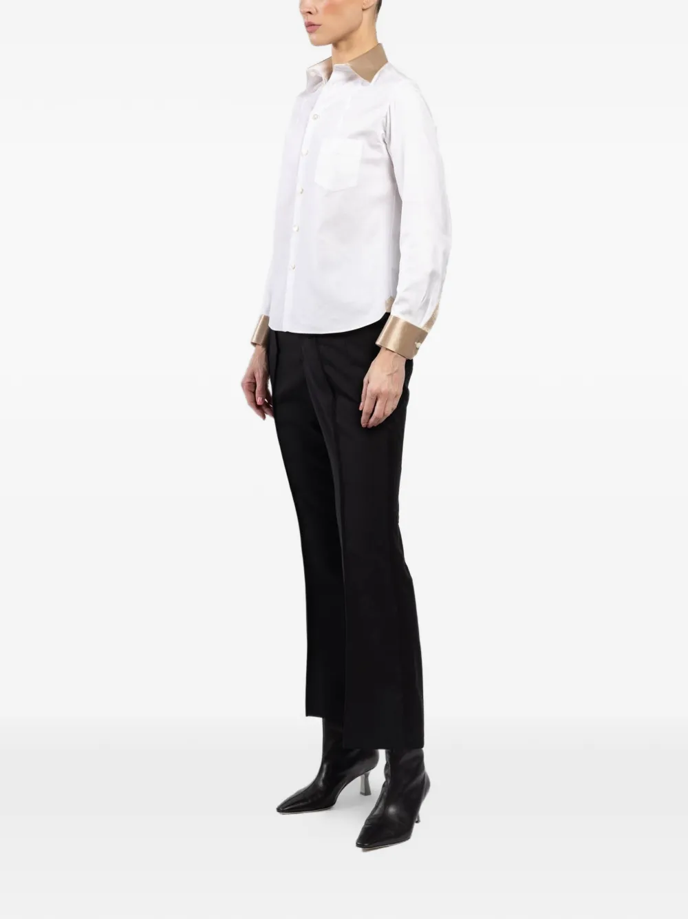  Shiro Sakai Contrast-collar Shirt - White 