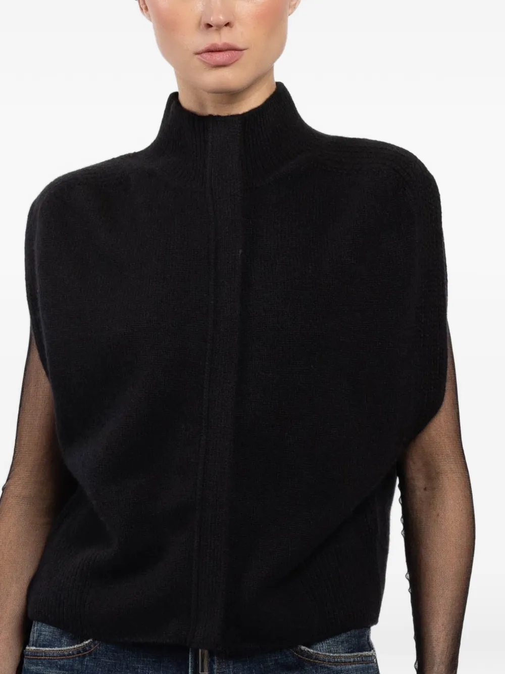 Matilda Zip-Up High-Neck Cardigan