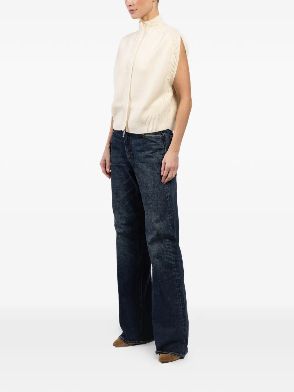  Sa Su Phi Zip-up Sleeveless Cardigan - Neutrals 