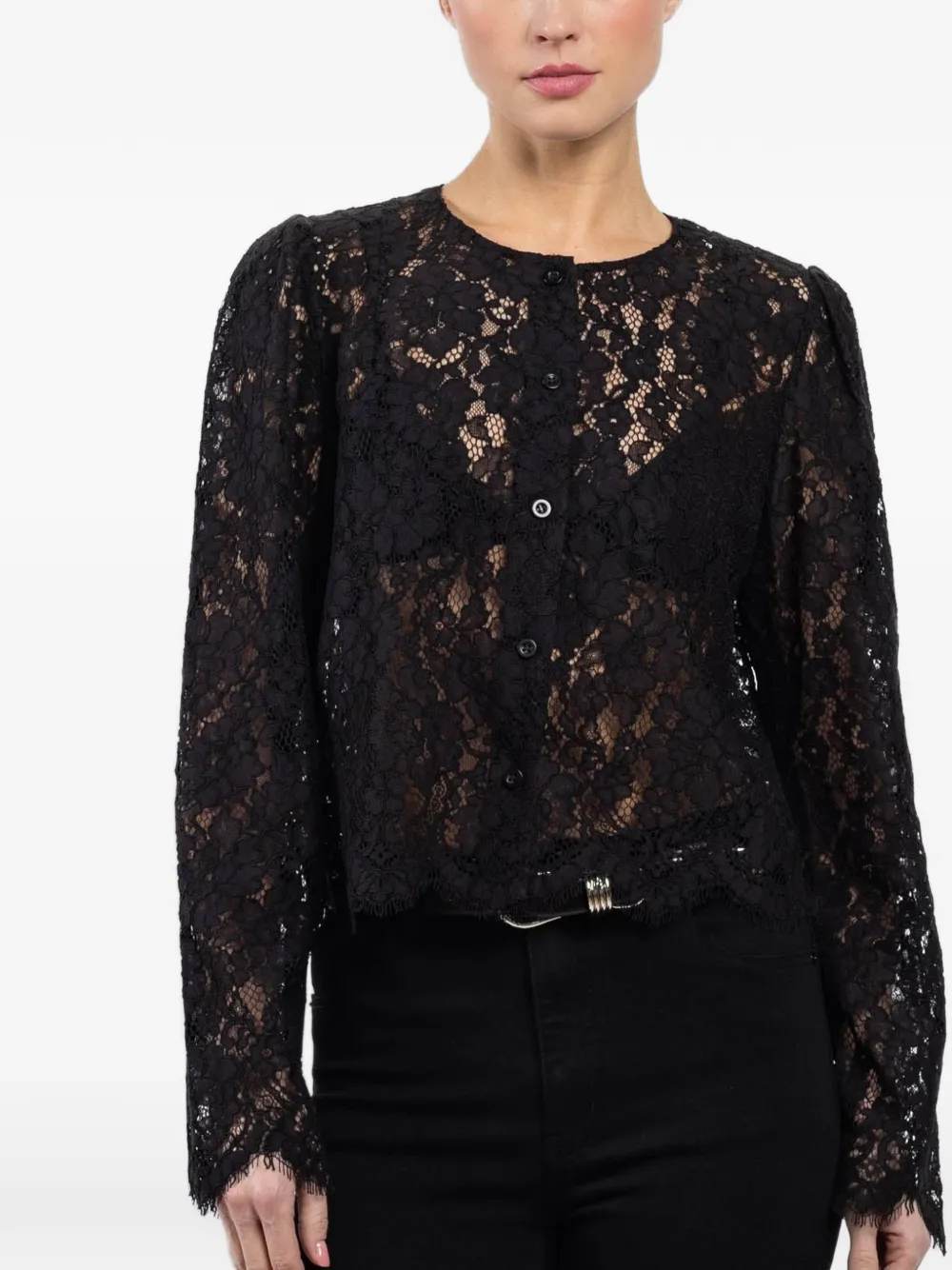 FRAME lace buttoned shirt - Nero