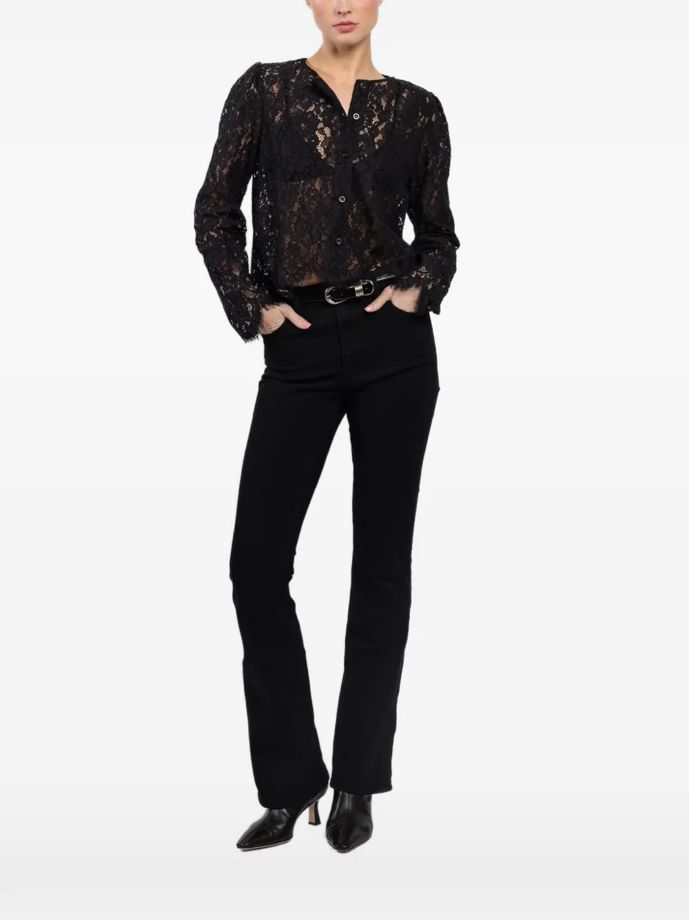FRAME lace buttoned shirt - Zwart