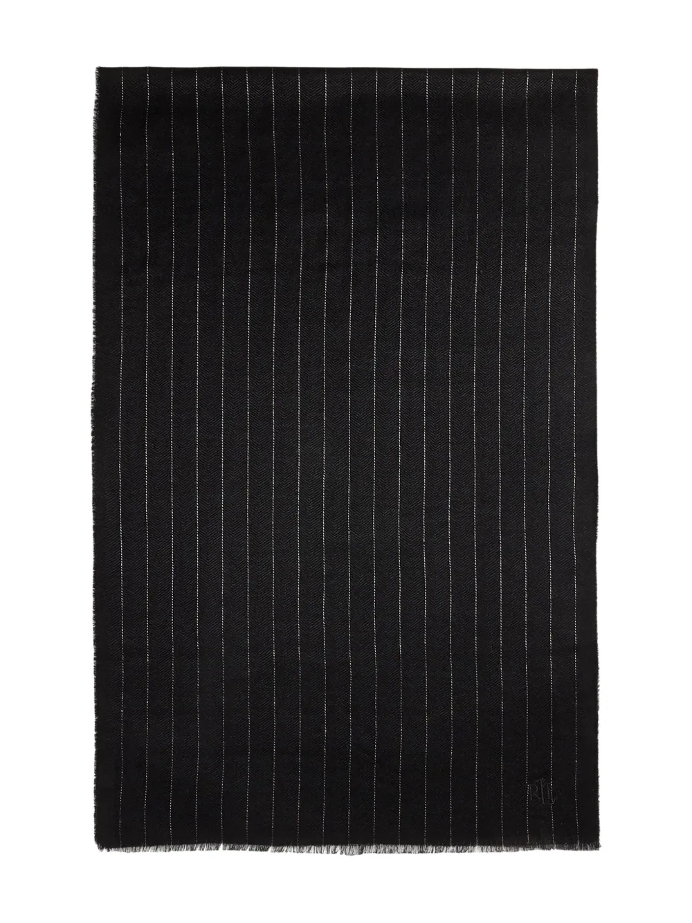 Ralph Lauren Striped Fringed Scarf In Black