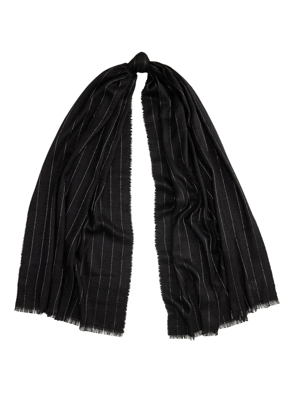 Ralph Lauren Striped Fringed Scarf In Black