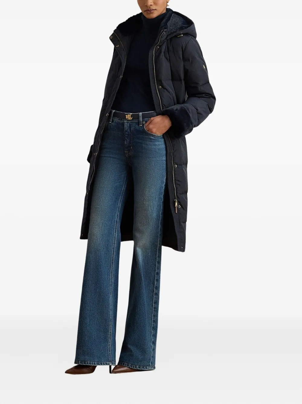 Ralph Lauren Padded Hooded Coat In Blue