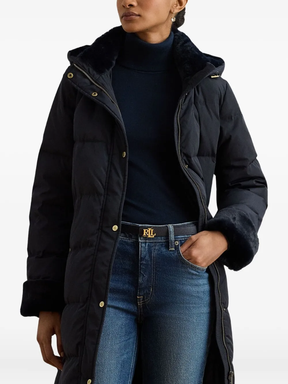 Ralph Lauren Padded Hooded Coat In Blue