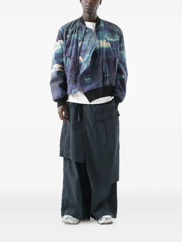 Maharishi 6227 Boro Crane Monk MA1 Printed Bomber Jacket | Blue