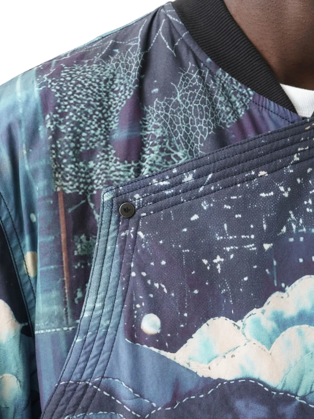 Maharishi 6227 Boro Crane Monk Ma1 Printed Bomber Jacket In Blue
