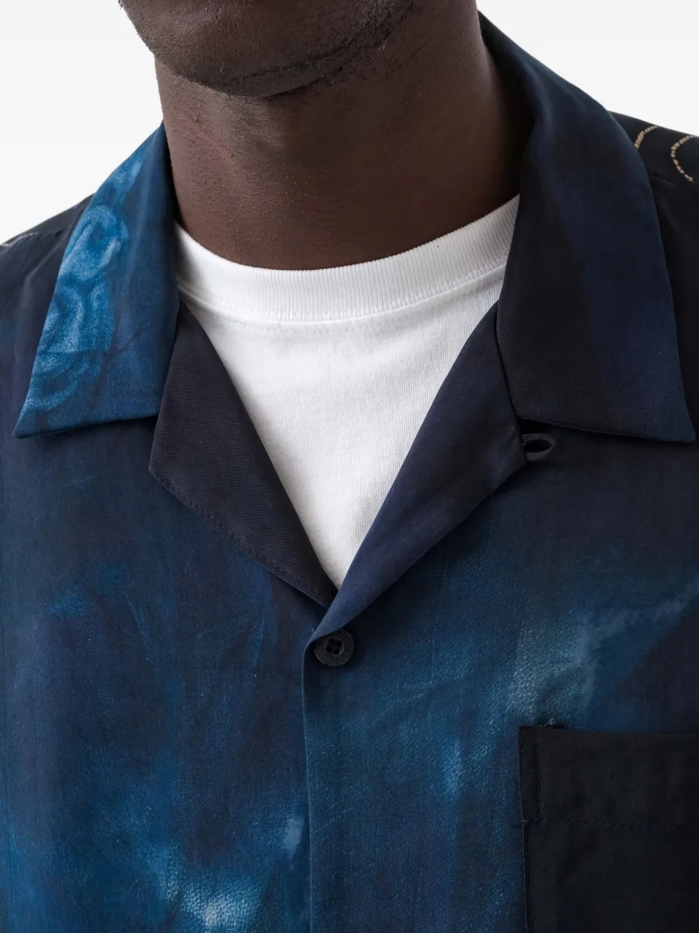 Maharishi 6230 Boro Crane Graphic Shirt In Blue