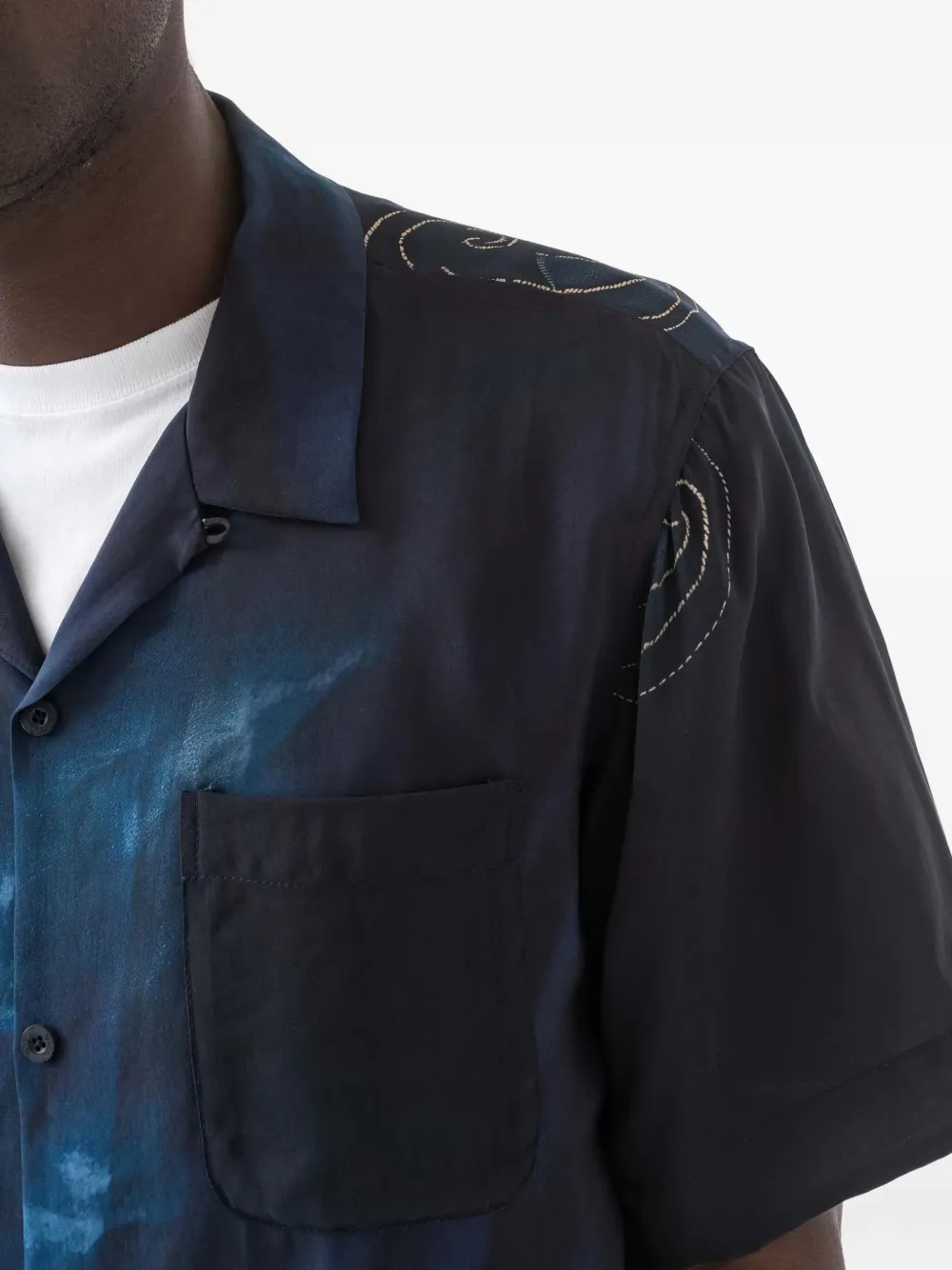 Maharishi 6230 Boro Crane Graphic Shirt In Blue