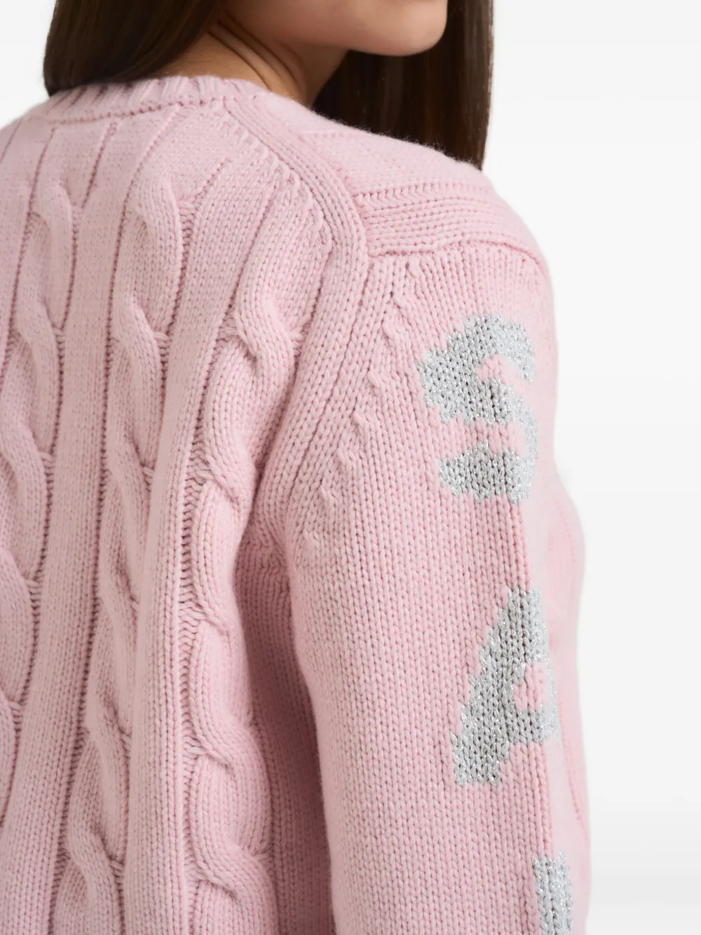 Mc2 Saint Barth Cable-knit Sweater In Pink